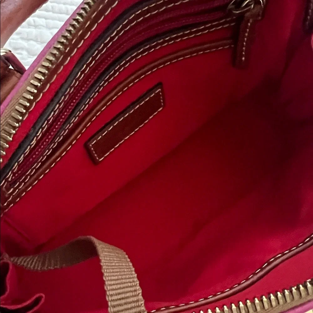 Dooney & Bourke Fuchsia and Brown Satchel - Picture 4 of 9